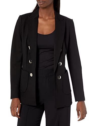 Anne Klein Womens Faux Double Breasted Patch Pocket JacketBusiness Casual Blazer