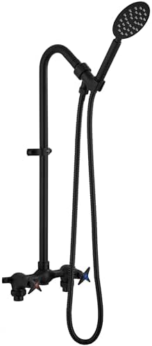 Aolemi Outdoor Shower Fixtures, 31" Exposed Shower System With Shower Head, 2-Handle Outdoor Shower Kit, 3 Inch Center Brass Mixing Valve, Brushed Nickel