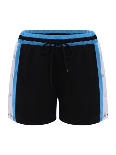 Mufeng Kids Boys Tear Away Sports Shorts Drawstring Press Button Side Split Contrast Color Hot Pants for Basketball3