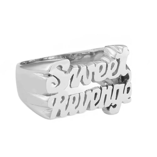 10K 14K 18K Solid Gold Personalized Name Ring for Women Custom Nameplate Statement Ring Jewelry Gift for Her Girlfriend Mom Wife BFF Birthday Mother's Day Size 4 to 164