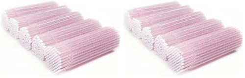 Image of 500 Pcs Disposable Micro Applicator Brush for Eyelash Extension, Micro Cotton Swabs, Lips Mascara Wands Pink (Pack of 2)