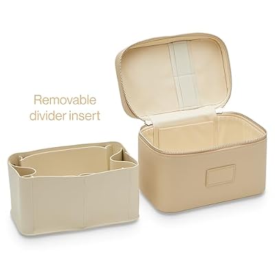 ETOILE - Mini Vanity Case Beige - Stylish Travel Makeup Bag Organizer With Removable Dividers