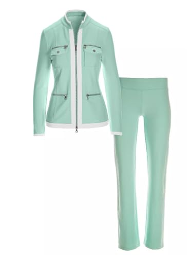 Womens Sexy 2 Pieces Colorblock Blazer Zipper Jackets Bodycon Pants Party Clubwear Tracksuit Outfits Set4