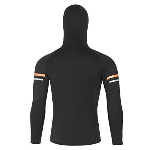 Chaqueta con capucha para hombre 1.5mm neopreno traje de buceo agua fría para snorkel, surf, kayak y canotaje (Negro_Medio) miniatura 3