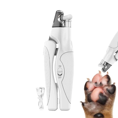 ペットの爪切り、犬の爪切り | LEDライト付き子犬用スチール製電動爪カッター,充電式プロフェッショナル多機能爪ケア用品犬猫子犬子猫用