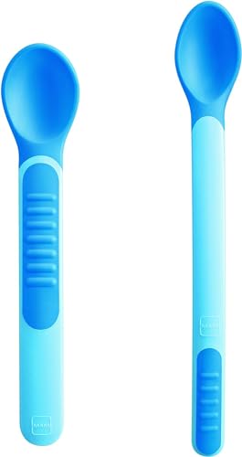 MAM Heat Sensitive Spoons & Cover, Essbesteck, Farbwechsel durch Hitze, mit Bestecktasche, Hellblau