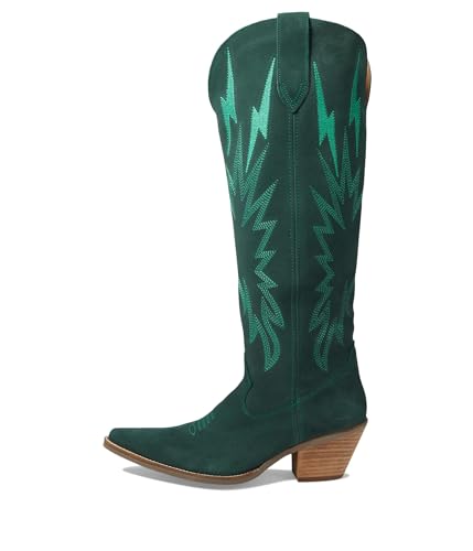 Image of Dingo Womens Thunder Road Embroidered Snip Toe Casual Boots Knee High Mid Heel 2-3 inch