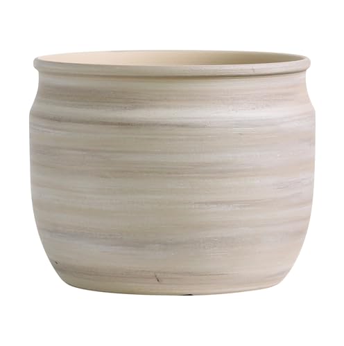 Olly & Rose Grande vaso per piante in terracotta spazzolato grigio/marrone tortora – vaso in ceramica 23 cm per esterni e interni, vaso per piante per casa e giardino