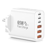 65W USB C Charger, 6-Port Multi Charger UK Plug, 3 Type-C & 3 USB-A
