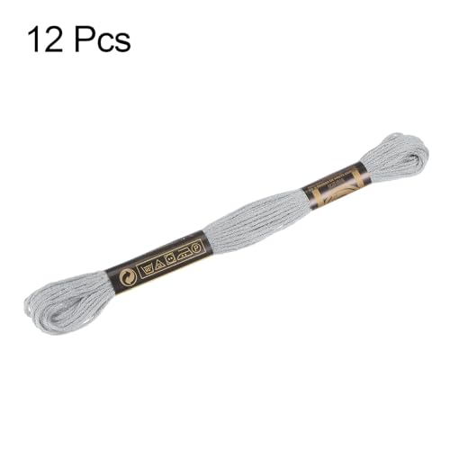 Image of HARFINGTON 12 Skeins Embroidery Floss 8.75yds(8m) Egyptian Long-Staple Cotton Cross Stitch Thread for Sewing DIY Bracelet Yarn String and Crafts, Pearl White(6002)