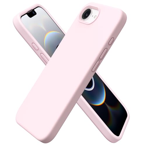 ORNARTO Compatible with iPhone 16e Case 6.1'(2025), Liquid Silicone 3 Layers Full Covered Soft Gel Rubber Phone Case,Shockproof Protective Cover with Anti-Scratch Microfiber Lining-Chalk Pink