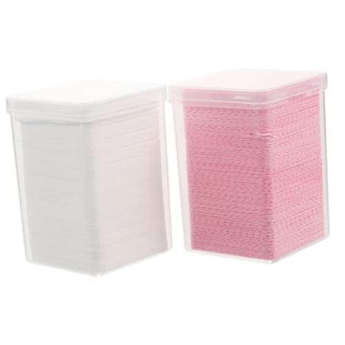 TOVINANNA 2 cajas Toallitas Libres de Pelusa para Limpieza de Esmalte y Pegamento de Pestañas Almohadillas Desechables para Manicura y Extensión Cajas Blancas y Rosas
