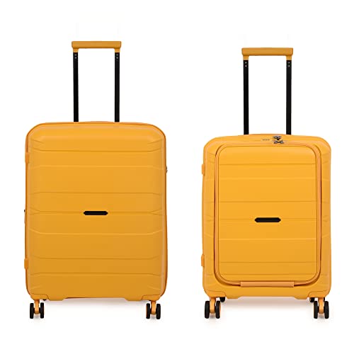 Image of it luggage Momentous Mango Yellow Set of 2-24 & 20 inches Cabin with Padded Laptop Section & Medium Expandable Polypropylene Hardsided with TSA Lock & Wet Pouch Inside 8 Wheel Trolley Bag