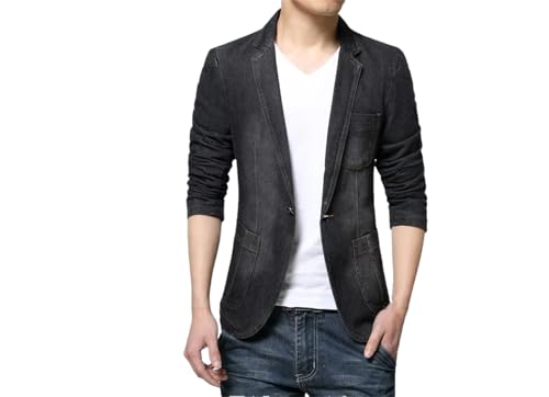 REHJJDFD Mens Denim Blazer Men Cotton Vintage Suit Jacket Male Blue Coat Denim Jacket Men Slim Jeans Blazers
