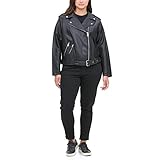 Levi's Women Faux Leather Belted Motorcycle Jacket (Standard and Plus Sizes), Black, X-Large