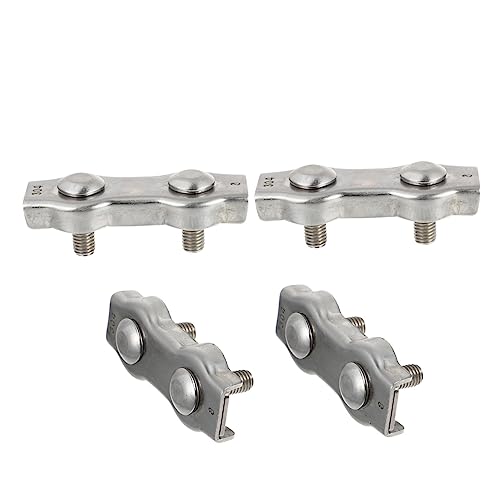Unomor 4pcs Sturdy Stainless Steel Wire Rope Clamps Flat Clamp Screws for Rope Wire