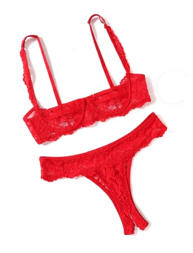 Image of Avidlove Sexy Lingerie Set for Women Lace Bra and Panty Sets Underwire Push Up Lace Lingerie Set XS-XXL
