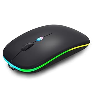Ratón inalámbrico Bluetooth recargable para portátil con luces LED, uso delgado silencioso (BT5.2 y 2.4G receptor USB portátil) Ratón de computadora de modo dual para computadora portátil/iPad