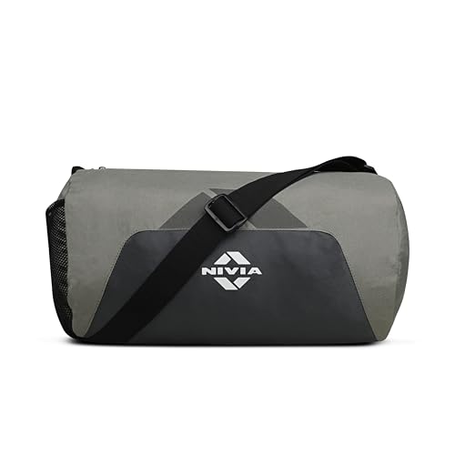 Nivia Switch Duffle Bag 18.5L Polyester Gym Bag, Compact Sports Duffle for Men and Women, Lightweight Travel Training Bag, Gym Carry Bag (Grey)