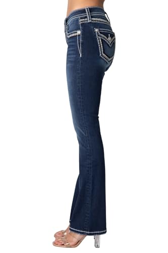 Miss Me Women's Silver Moonshine Faux Flap Pocket Mid-Rise Bootcut Jeans3