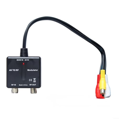 LVYXON Modulador AV a RF M03 con frecuencia VHF NTSC CH3, control de bucle bloqueado de fase PLL, para entrada de audio y video RCA, salida coaxial RF, convertidor alimentado por USB para sistema de