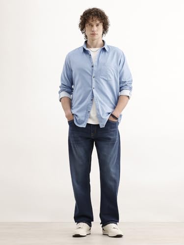 Image of WROGN Men's Anti Fit Jeans | 100% Cotton | Solid | Relaxed Casual Denim