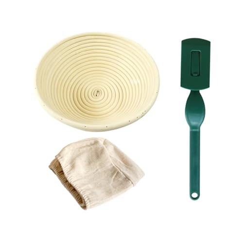 Natural Rattan Sourdough Proving Basket with Linen Liner Cloth Round Bread Proofing Bowl for Placing Fruit Dough, Sweet