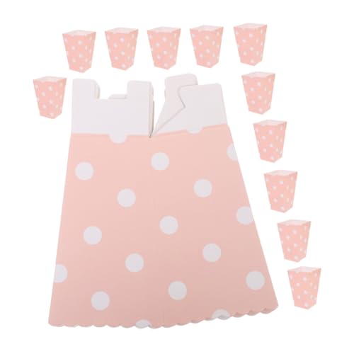 SOLUSTRE 12pcs Boxes Party Popcorn Box Snack Containers Bulk Serving Snacks Popcorn Bucket Small Containers for Food Party Decorations Popcorn Containers Movie Night Popcorn Bags Pink Paper