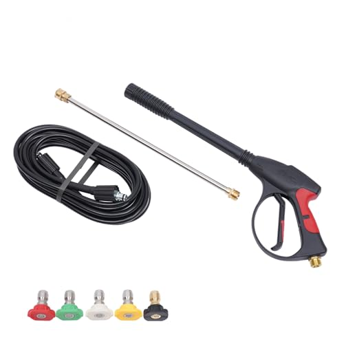 Pressure Power Washer Gun with 26.25ft High-Pressure Hose, Pressure Washer Wand for Garden, Includes 5 Nozzle Tips & Secure Fixed Lock, Ideal for Car Wash, Cleaning House & Driveway