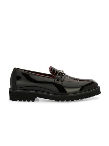 Image of San Frissco Men's Loafers Glossy Shine Shoes with Buckle /Anti-Slippery Wrinkle Free Synthetic Upper Slip-On Loafers /Stylish Lightweight and Comfortable Formal Shoe