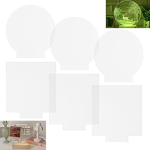 WENRERO 6 Stück Acrylplatte Kunststoff Acrylplatte Acryl Blätter Runde Acrylplatte (12CM) Quadrate Transparent Acrylplatte (15x 15 x 0.2CM) DIY Acrylic Painting Platte für LED-Lichtsockel, Gemälde Cover