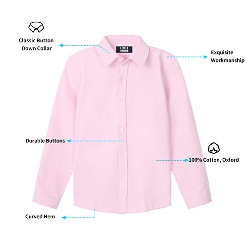 Image of LittleSpring Boys Button Down Long Sleeve Uniform Dress Shirts with Tie