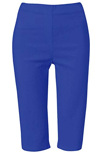 Roman Originals Women Bengaline Shorts - Ladies Stretchy Half 1/2 Length Cropped Pants Crop Trousers Summer Legging Casual Lounge Loungewear Elasticated Comfortable Holiday - Royal Blue - Size 12