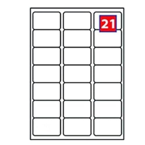 EJRange - Etichette autoadesive stampabili per indirizzo, compatibili con stampanti laser e a getto d'inchiostro 21 Labels 100