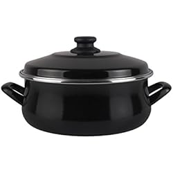 Cacerolas Vitrinor MAGEFESA Black - Cacerola 20cm de Acero vitrificado Exterior Negro. Antiadherente bicapa Reforzado, aptas para Todo Tipo de cocinas, Especial inducción. 50% de Ahorro energético.