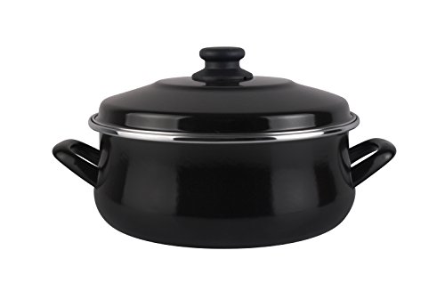 Magefesa Black Cacerola 24 De Acero Esmaltado Con Tapa, Antiadherente Bicapa Reforzado, Con Negro Exterior. Apta Para Todo Tipo De Cocinas, Incluida Inducción.