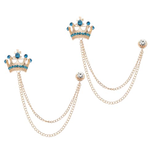 Image of PATIKIL Crown Hanging Chain Brooch Pins, Rhinestone Suit Pins Fashion Crystal Lapel Pins