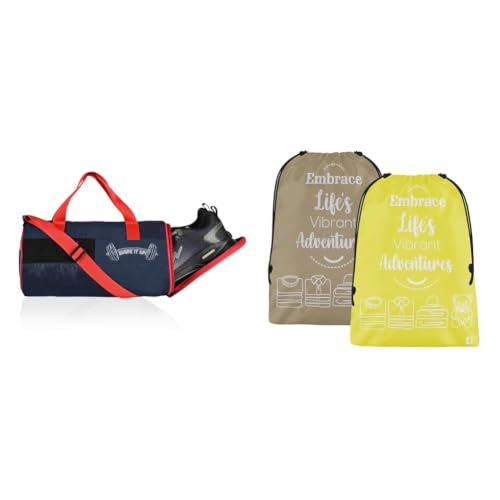 Image of Kuber Water Resistant 3 Compartment Gym Bags for Men | Cloth Storage Bag | Nylon Large Pen Pencil Pouch for School