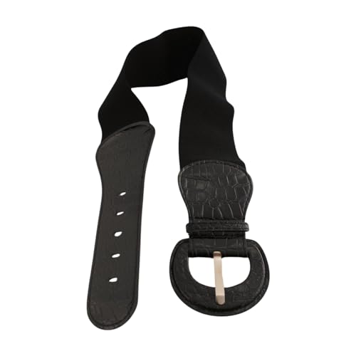 Trendy Fashion Jewelry TFJ Women Elastic Waistband High Waist Big Round Buckle Size S M, Black