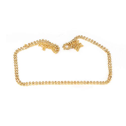 Project Luxe Beautiful Gold Platedslim Kamarband for Women and Girls - Waist Hip Belt with Golden Crystal Stones