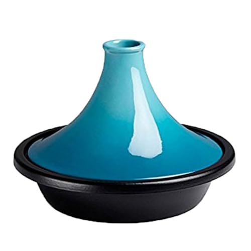 SXTYYH Cast Iron Tagine Pot Traditional Moroccan Tajine Pot for Cooking Stovetop & Oven Use, with Ceramic Conical Lid for Aromatic Dishes(Sky blue)