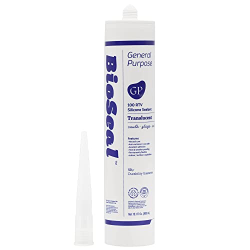 Translucent BioSeal 100% RTV Silicone Sealant Caulk General Purpose, Waterproof and No Odor 10.1 Ounce Cartridge -Translucent (1)