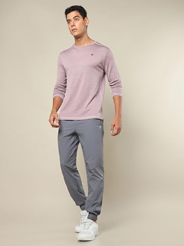 Image of TECHNOSPORT Men Mid Rise Regular Fit Solid Stretchable Joggers, Techno Dry for Regular Use and Sports