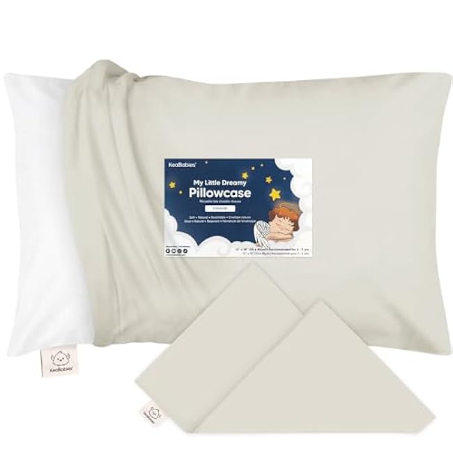 KeaBabies Toddler Pillowcase 13x18 - Organic Cotton Toddler Pillowcase for Kids, Boys, Girls, Soft & Durable Cotton Cover for Miniature Sleepy Pillows, Cute Colors,Pillow Sold Separately(Soft White)