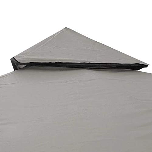 8x8 Ft Waterproof Gazebo Patio Canopy Top Replacement Cover Tent Gray w/ 3-Layer Polyester 2-Tiers PVC for Protective UV Blocking Outdoor Gardening Structures