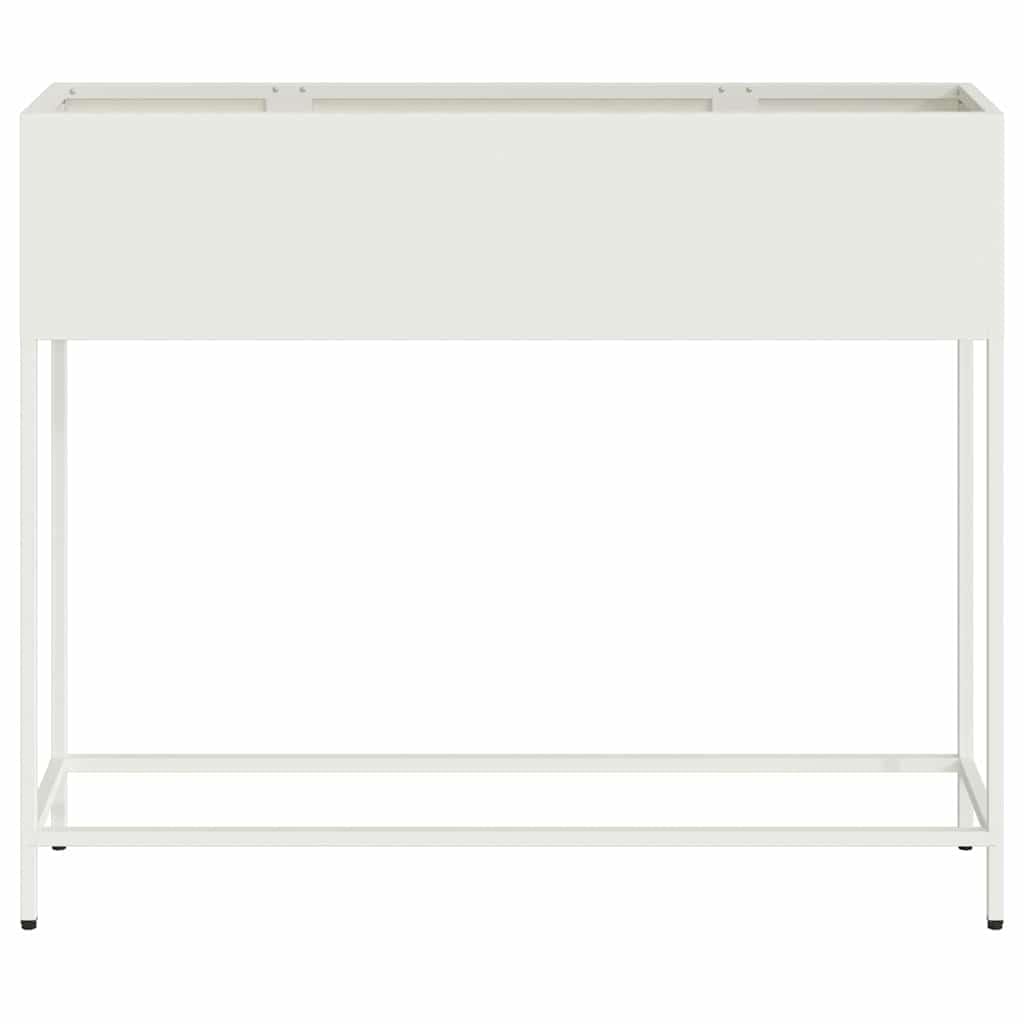 Podwyższona grządka ogrodowa, biała, 100 x 26 x 82 cm, stal, odporna na działanie promieni UV, warunków atmosferycznych, do ogrodu, na taras, balkon, na zewnątrz