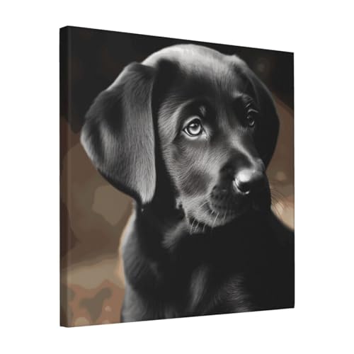 Peintures à thème chiot labrador noir pour une décoration murale tendresse