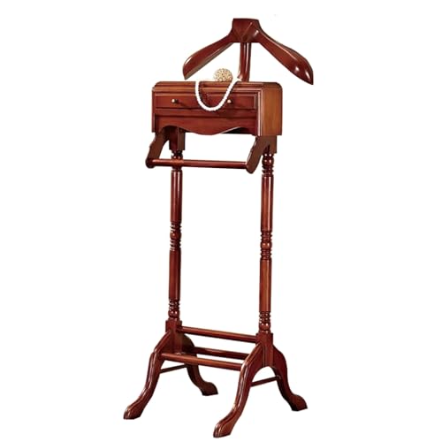 Generisch Perchero de madera con bandeja y soporte para pantalones, para pasillo, vestidor, dormitorio, elegante