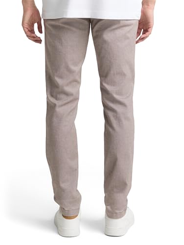 Tom Tailor Herren Slim Fit Stretch Chino Mit Gürtel Hose, 39128 - White Brown Zig Zag Structure, 29W / 34L EU – Ansicht 2