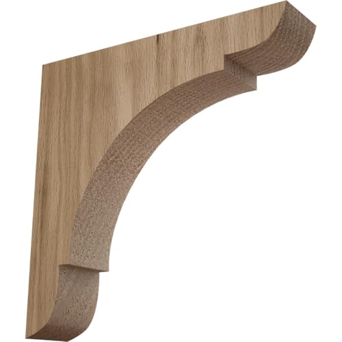 Ekena Millwork BKTW01X08X08OLRO Medium Olympic Wood Wood Brackets, 1 3/4"W x 8"D x 8"H , Red Oak